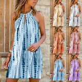 Women's Printed Strappy Mini Dress Summer Sleeveless Slip Dress Sundress Hollow