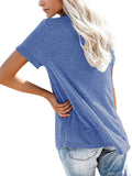 Women's Solid Color Pocket T-Shirt Casual Loose Tops Pullover Blouse Basic Tee