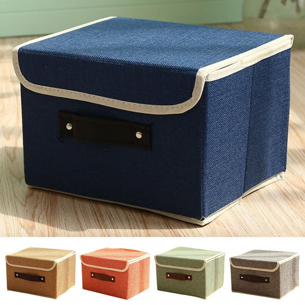 Large Collapsible Storage Bins Linen Fabric Foldable Storage Boxes Organizer Containers Baskets Cube with Cover for Home Bedroom Closet Office Nursery