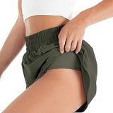 Women's Yoga Shorts 2 in 1 Pocket Athletic Gym Hot Pants Workout Running Fitness