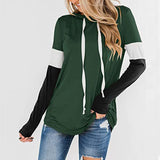 Women's Color Block Casual Loose Hooded Neck Long Sleeve Winter Pullover Hoodie