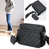 Men's 3 in 1 Crossbody Bags Briefcase Shoulder Satchel Bag Checkered Messenger Bag Handbag Casual Purse Wallet