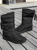 Women Waterproof Winter Snow Boots Wedge Fur Lined Warm Slip On Mid-Calf Booties