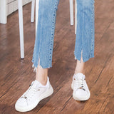 Women Solid Color Lace Up Anti Slip Round Toe Lightweight Casual Wear Flat Shoes