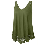 Women's Lace Splicing Tank Tops Sleeveless Casual Loose T-shirt Vest Tops Blouse