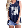 Women's Round Neck Sleeveless Loose Tank National Flag Printed Pullover Summer
