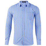 Men Casual Cotton Plaid Printed Long Sleeve Shirt Lapel Tops Blouse Button-Down