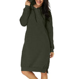 Womens Casual Hooded Sweatshirt Long Sleeve Sweater Hoodies Ladies Jumper Dress