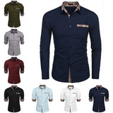 Men Plaid Color Long Sleeve Shirt Casual Slim Fit T-Shirt Tee Blouse Button-Down