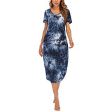 Women's Short Sleeve Pockets Pajamas Sleep Dress Nightgown Sleepwear Nightshirt