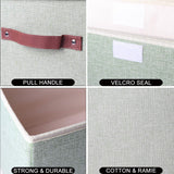 Large Collapsible Storage Bins Linen Fabric Foldable Storage Boxes Organizer Containers Baskets Cube with Cover for Home Bedroom Closet Office Nursery